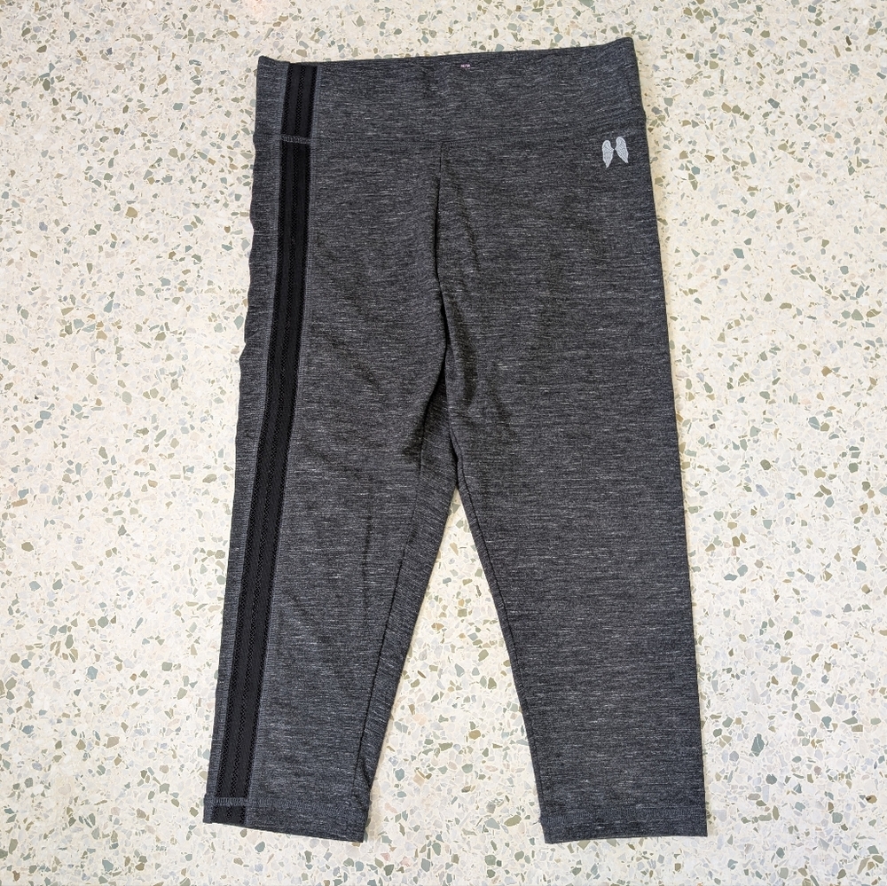 NWOT Victoria's Secret Gray Cropped Leggings with Mesh Side Stripe